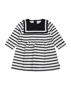 Полосатое платье с длинными рукавами, белый Petit bateau