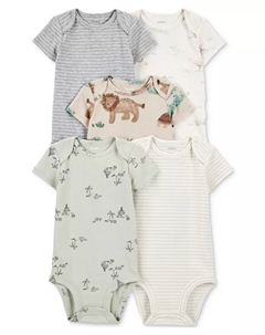 Боди с коротким рукавом "Safari" для мальчика или девочки, 5 шт, мультиколор Carter`s
