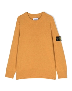 Меланжевый джемпер с круглым вырезом, желтый Stone island junior