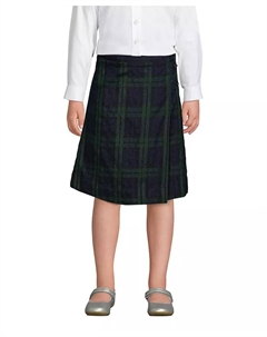 Юбка школьная для девочек A-силуэта в клетку, зауженная, ниже колена, синий Lands' end