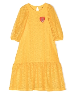 Кружевное платье с объемными рукавами, желтый Mini rodini