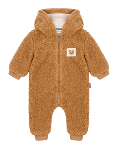 Комбинезон из искусственного меха с капюшоном, коричневый Moschino kids