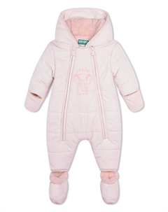 Дутый комбинезон с капюшоном и принтом, розовый Kenzo kids