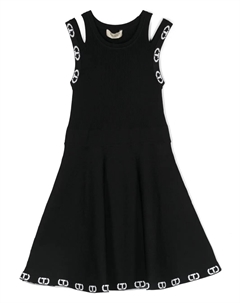 Расклешенное платье с жаккардовым логотипом, черный Twin-set kids