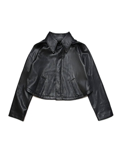 Укороченная куртка из искусственной кожи, черный Mm6 maison margiela kids