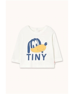 Хлопковая детская футболка с длинным рукавом TINY DOG GRAPHIC BABY TEE, белый Tinycottons