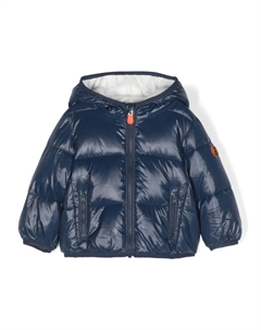 Пуховик с капюшоном и нашивкой-логотипом, синий Save the duck kids