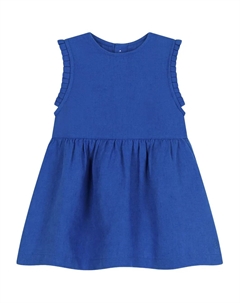 Платье без рукавов с оборками, синий Petit bateau