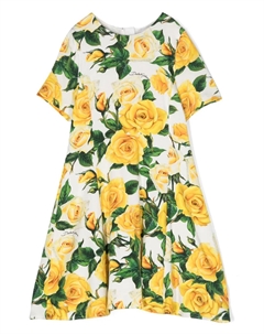 Расклешенное платье с принтом, белый Dolce & gabbana kids