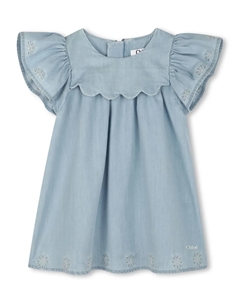 Джинсовое платье с короткими рукавами, синий Chloé kids