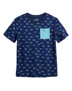 Футболка с коротким рукавом и принтом для мальчиков 4-12 лет, цвет navy game print Jumping beans