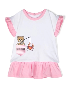 Комплект из футболки и юбки с принтом Teddy Bear, белый Moschino kids