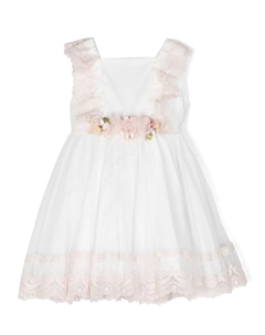 Расклешенное платье без рукавов с тюлем, белый Amaya