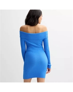 Платье-мини для юниоров с длинными рукавами, с отворотом, открытыми плечами и ребристой вязкой, цвет light pink Madden girl