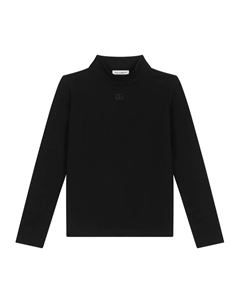 Джемпер с высоким воротником и вышитым логотипом, черный Dolce & gabbana kids