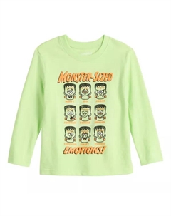 Футболка с длинными рукавами и праздничным принтом для мальчиков и малышей, цвет green monster sized Jumping beans