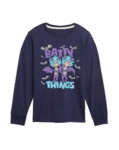 Мальчики 8-20 лет Доктор Сьюз "Кот в шляпе" Безумные штучки футболка с длинным рукавом и принтом, синий Licensed character