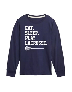 Мальчики 8-20 лет едят спят играют в лакросс футболка с длинным рукавом и принтом, синий Licensed character