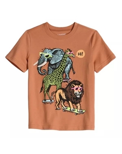Футболка с коротким рукавом и принтом для мальчиков 4–12 лет, цвет tan wild animals Jumping beans