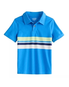 Рубашка-поло в полоску для мальчиков 4-12 лет, цвет blue green stripe Jumping beans