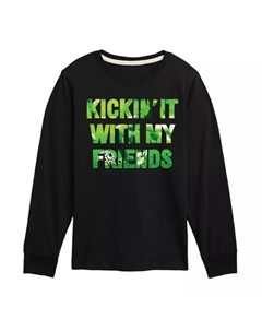Мальчики 8-20 лет развлекаются с друзьями, футболка с длинным рукавом и принтом, черный Licensed character