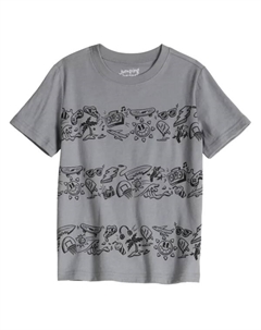 Футболка с коротким рукавом и принтом для мальчиков 4–12 лет, цвет grey icon stripe Jumping beans