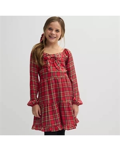 Платье в клетку с длинными рукавами для девочек 7-16 лет, цвет red plaid Three pink hearts