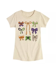 Футболка с бантами и сетчатым принтом на Хэллоуин для девочек 7-16 лет, бежевый Licensed character
