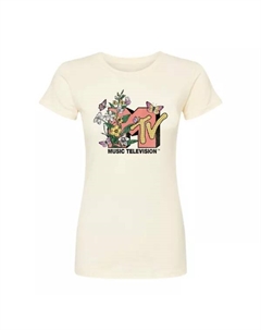 Футболка с ботаническим рисунком от MTV Juniors, бежевый Licensed character