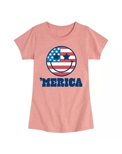 Футболка с американской улыбкой для девочек 7-16 лет, розовый Licensed character