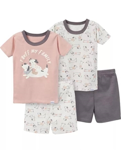 Пижамный комплект для девочек, 4 предмета, Ballet Slippers, коричневый Gerber