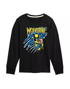 Футболка с длинным рукавом и принтом когтей Росомахи для мальчиков 8-20 лет, черный Marvel