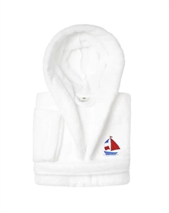 Детский супер плюшевый халат с капюшоном в виде лодки, белый Linum home textiles