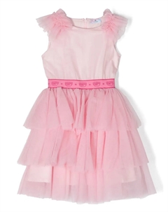 Платье с оборками и логотипом, розовый Chiara ferragni kids