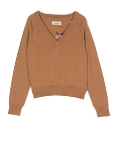 Джемпер с V-образным вырезом и графичным принтом, нейтральный Zadig & voltaire kids