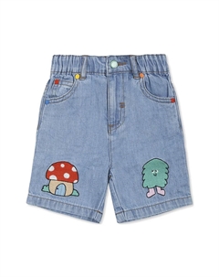 Джинсовые шорты с вышивкой, синий Stella mccartney kids