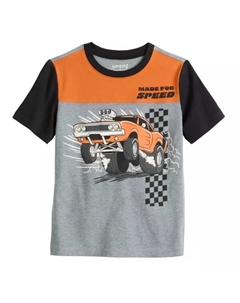 Футболка с короткими рукавами и цветной графикой для мальчиков 4–12 лет, цвет grey speed Jumping beans