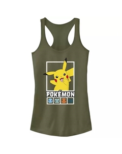 Майка-борцовка с квадратами команды покемонов юниоров, цвет military green Licensed character