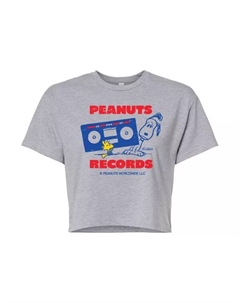 Футболка с принтом "Peanuts Records" и стерео-эффектом для подростков, серый Licensed character