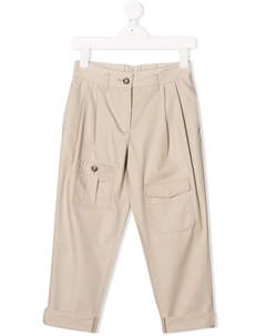 Брюки с карманами и складками, нейтральный Dolce & gabbana kids
