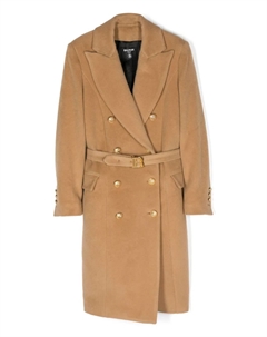 Двубортное шерстяное пальто, нейтральный Balmain kids