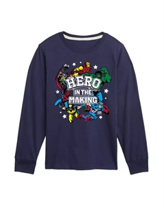 Футболка с длинным рукавом с принтом «Герой в становлении» для мальчиков 8-20 лет, синий Marvel
