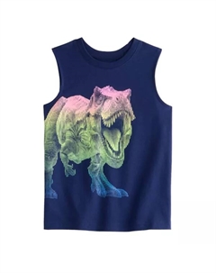 Майка-труба для мальчиков 4-12 лет с вырезом, цвет blue large trex Jumping beans