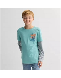 Футболка с длинными рукавами и принтом для мальчиков 8-20 лет, обычная и с принтом хаски, цвет teal burger Sonoma goods for life