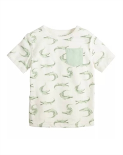 Мальчиковая адаптивная футболка с карманом и коротким рукавом для детей 4-12 лет, цвет ivory gator print Jumping beans