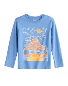 Футболка с длинным рукавом и принтом для мальчиков 4-12 лет, цвет blue volcano Jumping beans