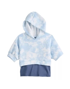 Детский худи с коротким рукавом 2 в 1 для девочек 7-16 лет, цвет blue cloudy dye So