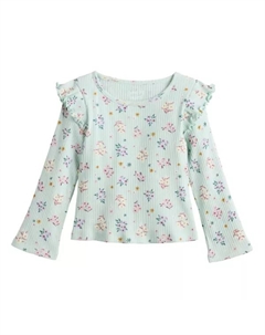 Детский топ с ребристыми рукавами-крылышками для девочек 4-20, цвет sage flower field Jumping beans