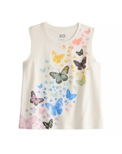 Майка свободного кроя с принтом для девочек 6-20 лет, стандартного и большого размера, цвет rainbow butterflies So