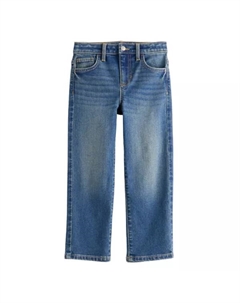 Джинсы прямые с высокой посадкой для девочек 4-12 лет, цвет medium wash Jumping beans